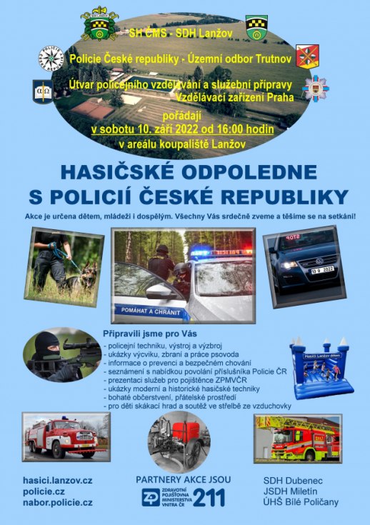 HASIČSKÉ ODPOLEDNE S POLICIÍ ČESKÉ REPUBLIKY NA KOUPALIŠTI V LANŽOVĚ