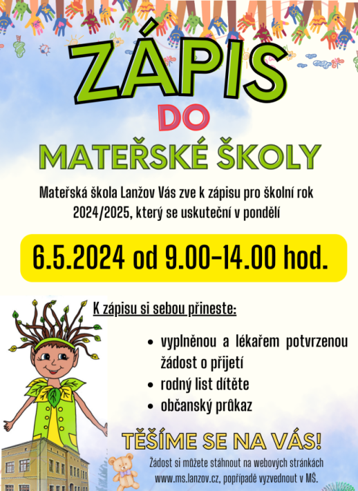 Zápis do mateřské školy Lanžov