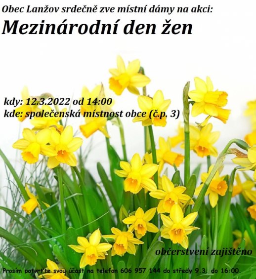 Pozvánka na akci Mezinárodní den žen