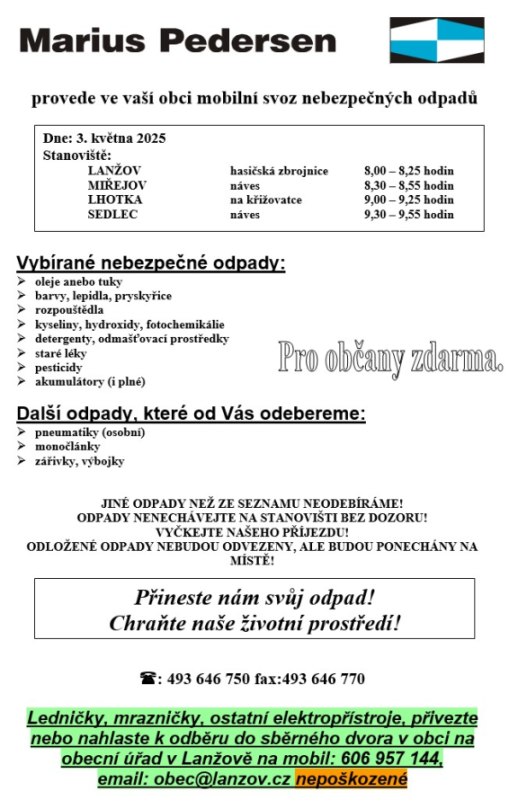 Svoz objemného a nebezpečného odpadu