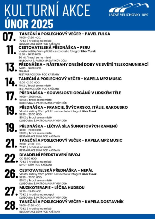 Kultura ve Velichovkách - únor 2025