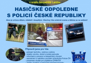 HASIČSKÉ ODPOLEDNE S POLICIÍ ČESKÉ REPUBLIKY NA KOUPALIŠTI V LANŽOVĚ